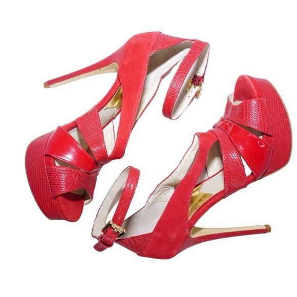 Michael Kors Red Suede Stiletto Pumps, Size 7 - Picture 2 of 11